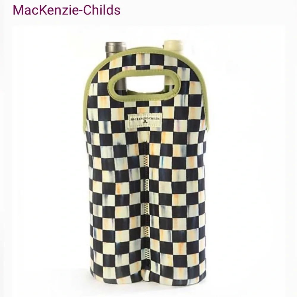 Mackenzie Childs Courtly check double wine tote - Picture 1 of 6